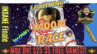 3rd MAJOR JACKPOT! 35 FREE GAMES MAX BET $25!!  Lightning Link Moon Race Finale JACKPOT Session