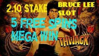BRUCE LEE (WMS) 3 WILDS LOCKED 5 FREE SPINS MEGA WIN