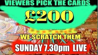 VIEWERS  PICK the SCRATCHCARDS..& SUNDAY WE SCRATCH THEM..at 7.30pm LIVE on YouTube..see you There
