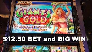 Live Play on Giant's Gold $12.50/spin with BIG WIN WMS Slot Machine