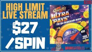 LIVE up to $27/Spin in HIGH LIMIT Slot Machines ️ LAS VEGAS ️ Brian Christopher Slots #Ad