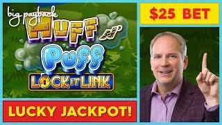 JACKPOT HANDPAY! Lock It Link Huff N' Puff Slot - $25 MAX BET BONUS!