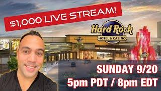$1000 Live Slot Play @ Hard Rock Sacramento !!