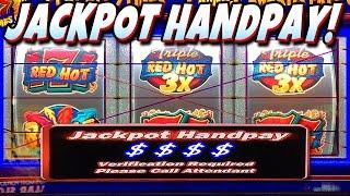 • JACKPOT HANDPAY!! • $1 TRIPLE RED HOT 777 SLOT MACHINE JACKPOT