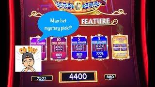 It’s Dancing Drums with a max bet mystery pick!