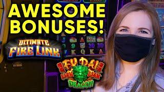 Awesome Ultimate Fire Link Slot Machine BONUS Trigger! Fu Dai Lian Lian Dragon Super BONUS Feature!