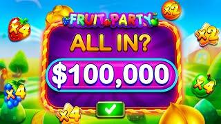 BUYING A $100,000 FRUIT PARTY BONUS  ALL IN HIGHROLLING