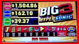 All Features on BIG 3 HYPERSONIC - Max Bet! Great Session!