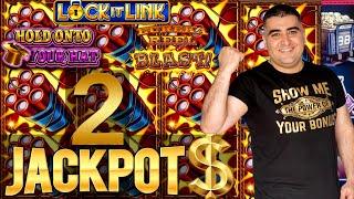 2 HANDPAY JACKPOTS On High Limit EUREKA Lock It Link & Hold Onto Your Hats Slot Machines-OMG NG