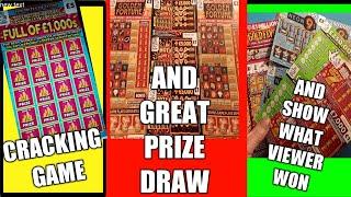 SCRATCHCARDS GAME.FULL OF £,1000s..GET FRUITY..LUCKY ROLL..SUPER 7s..£250,000 GREEN..and PRIZE DRAW.