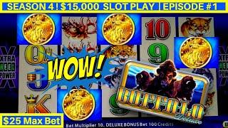 High Limit BUFFALO DELUXE Slot $25 Max Bet Bonus | Season 4 | EPISODE #1
