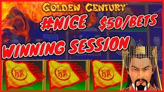 $50 Bonus Round on HIGH LIMIT Dragon Link Golden Century Slot Machine Casino NICE WINNING SESSION