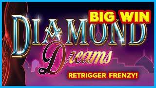 RETRIGGER FRENZY! Quad Shot Diamond Dreams Slot - BIG WIN BONUS!