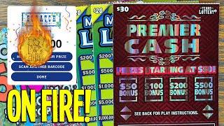 This TICKET IS ON FIRE!  Playing $200 TEXAS LOTTERY Scratch Offs