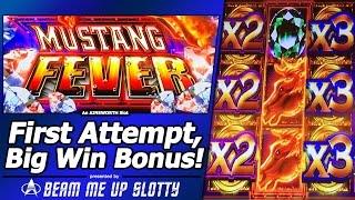 Mustang Fever Slot - First Attempt, Live Play and Big Win Free Spins Bonus