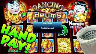 •JACKPOT HANDPAY!!• DANCING DRUMS Slot Machine - Long Play with Bonus and HUGE WIN!!••