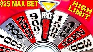 High Limit Cash Wheel Slot Machine $25 Max Bet Bonuses Won | GREAT SESSION