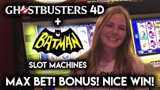 MAX Bet BONUS! on BATMAN! Nice WIN! NEW Ghostbusters 4D Slot Machine!
