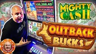 •24 FREE GAMES RE-TRIGGER •MIGHTY WIN$ on Mighty Cash Outback Bucks!
