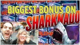 BIGGEST BONUS on Sharknado   Golden Nugget DT Vegas  Brian Christopher Slot Machines