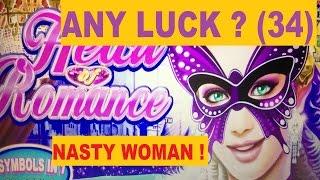 ANY LUCK ? Free Play Slot Live Play (34)NASTY WOMAN !! HEART OF ROMANCE Slot (KONAMI) $3.00 Bet