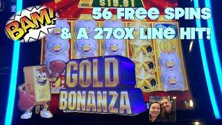 50+ FREE SPINS AND A HUGE LINE HIT ON GOLD BONANZA!! PIGGIES FOR DAYS! #bigwin