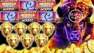SUPER FREE GAMES MAX BET $12 JACKPOT FEATURE WON! BUFFALO GOLD SLOT MACHINE COIN SHOW