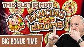 THIS SLOT MACHINE IS HOT  Ready to ROCK on Dancing Drums SLOTS