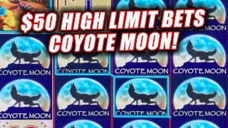 COYOTE MOON HIGH LIMIT JACKPOT WIN  LIVE PLAY AND INSANE LINE HITS