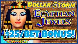 ️HIGH LIMIT Dollar Storm Egyptian Jewels ️$25 BONUS ROUND Slot Machine Casino