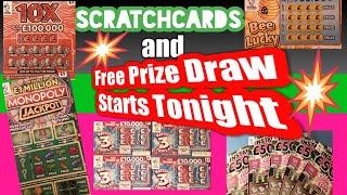 Scratchcards.Monopoly.10X.Full £500s etc......and NAME that....with free Prize Draw..start tonight