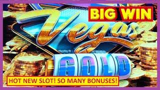 HOT NEW GAME! Big Win on Vegas Gold Slot - SO MANY BONUSES!