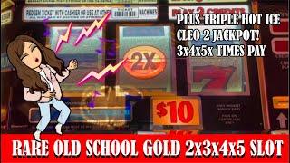 Bellagio OLD SCHOOL SLOT MACHINES  Rare GOLD 2x3x4x5  TRIPLE HOT ICE - CLEO 2 JACKPOT & 3x4x5x