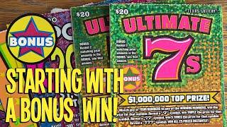 Starting with a BONUS WIN! 4X $20 ULTIMATE 7's  $180 TEXAS LOTTERY Scratch Offs