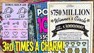 3rd Times a Charm! 3X $30 Winner's Circle  $195 TEXAS LOTTERY Scratch Offs