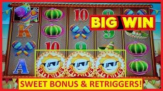 Retriggers → BIG WIN! Pop'N Pays Piñatas Ole and Sweet Spin Slots!