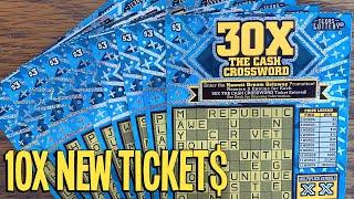 10X **NEW TICKET WIN$** 30X The Cash Crossword  TEXAS Lottery Scratch Off Tickets