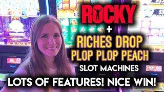 NICE WIN! Lots of Features!! Riches Drop Plop Plop Peach Slot Machine!!