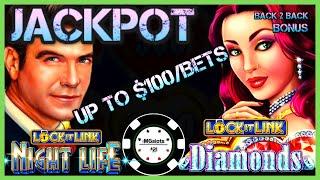 HIGH LIMIT Lock It Link Diamonds & Night Life HANDPAY JACKPOT $50 SPIN BONUS Slot Machine