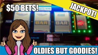 $50 BETS - HARD TO FIND OLD SCHOOL SLOT MACHINES! HANDPAY JACKPOT! HAYWIRE! DD WITH CHEESE!