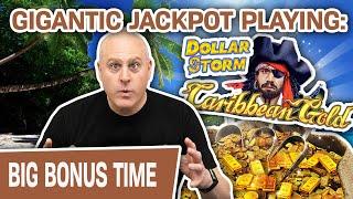 GIGANTIC JACKPOT Playing Dollar Storm: Caribbean Gold  ANOTHER Big Handpay, Too!