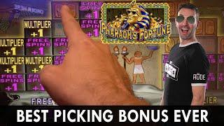 BEST Picking Bonus EVER!  Low Betting, HIGH Rewards  Pharaoh's Fortune #Retriggers
