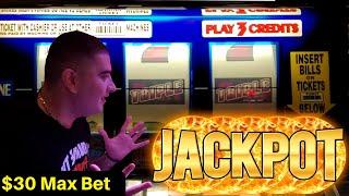 HANDPAY JACKPOT On High Limit TRIPLE STRIKE 3 Reel Slot Machine | Buffalo Gold Revolution Max Bet