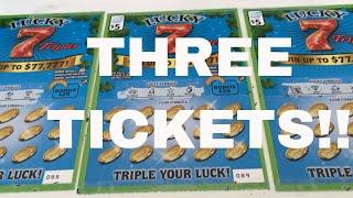 Scratching off THREE Lucky 7 Tripler instant lottery tickets!
