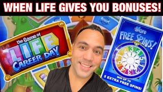 3 Game of Life Bonuses, up to MAX bet @ 300 nickels!!!  HiyEEE Retirement Island!! ️