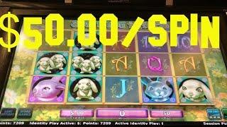 Splitting Hares High Limit Denom $50.00 SPIN Live Play Slot Machine