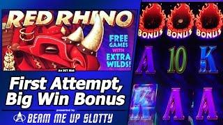 Red Rhino Slot - First Attempt, Free Spins Big Win in New IGT Title