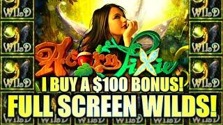 I BUY A $100 BONUS AND GOT A FULL SCREEN OF WILDS!  ACORN PIXIE Slot Machine (BALLY)