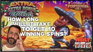 • WILD FIESTACOINS GIVES ME A BUNCH OF BONUSES WHEN I TRY TO GET 10 WINNING SPINS!