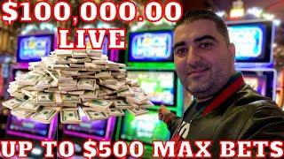 $100,000 High Limit Live Stream Slot Play & $500 Max Bets